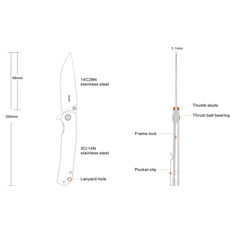 RUIKE P801 Black Fällkniv