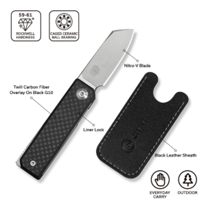 CIVIVI Kukei Carbon Fiber inkl knivfodral av läder