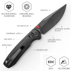 Egenskaper hos Trivisa Butterfly Black Micarta Fällkniv