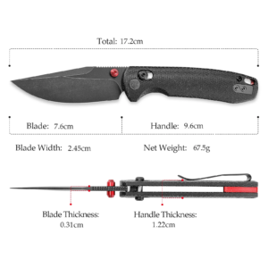 Mått hos Trivisa Butterfly Black Micarta Fällkniv