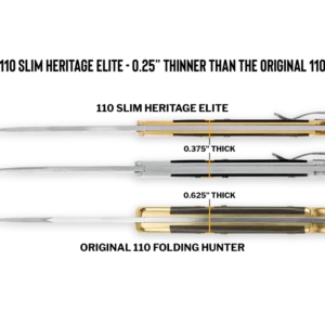 Jämförelse mellan Buck 110 Slim Heritage Elite Brass och Buck 110