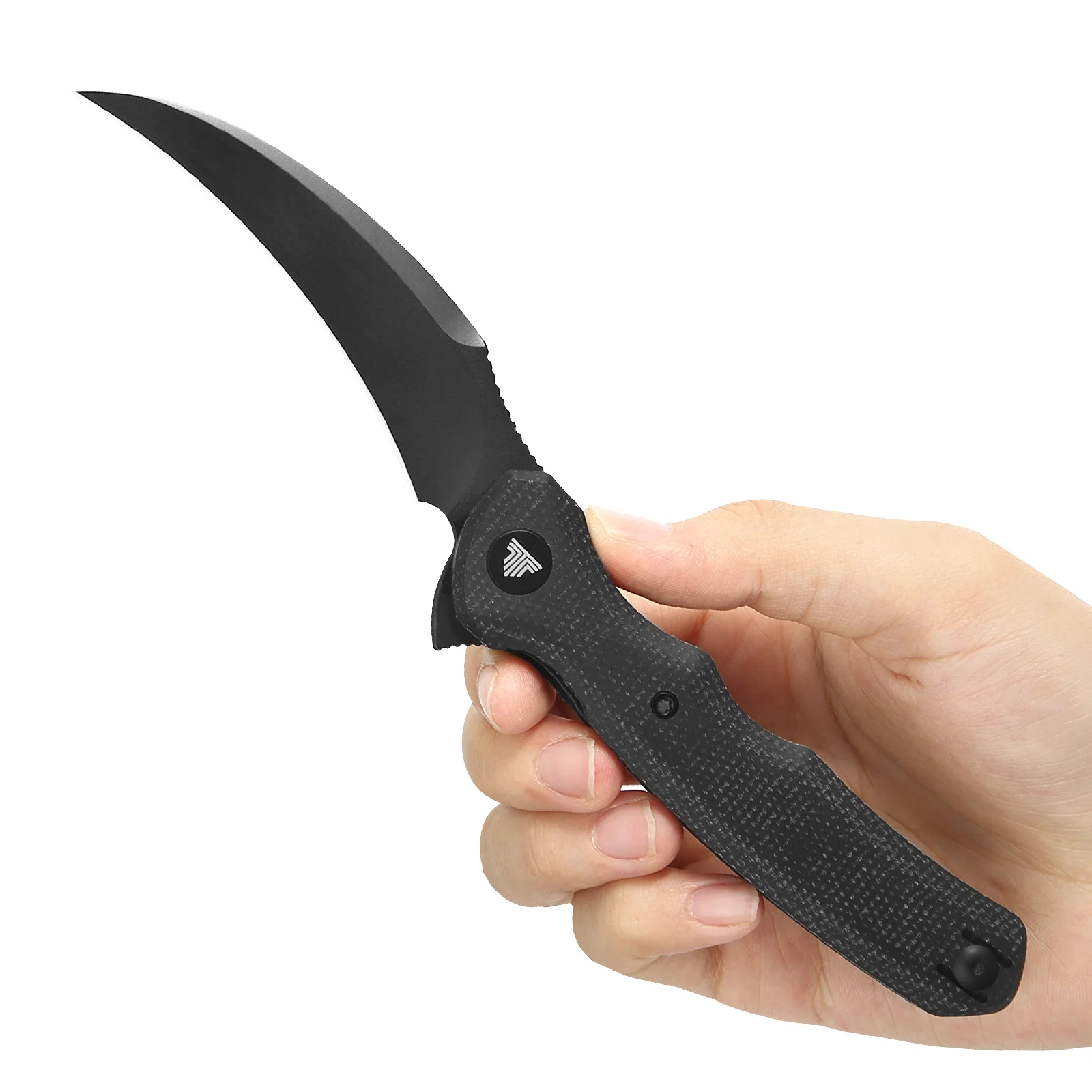 Trivisa Lacerta Black Micarta i handen
