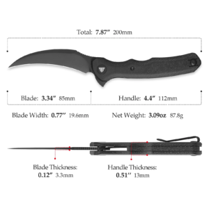 Storlek på Trivisa Lacerta Black Micarta