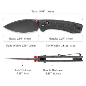 Storlek på Trivisa Koala Black Micarta