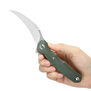 Trivisa Lacerta Green Micarta i handen